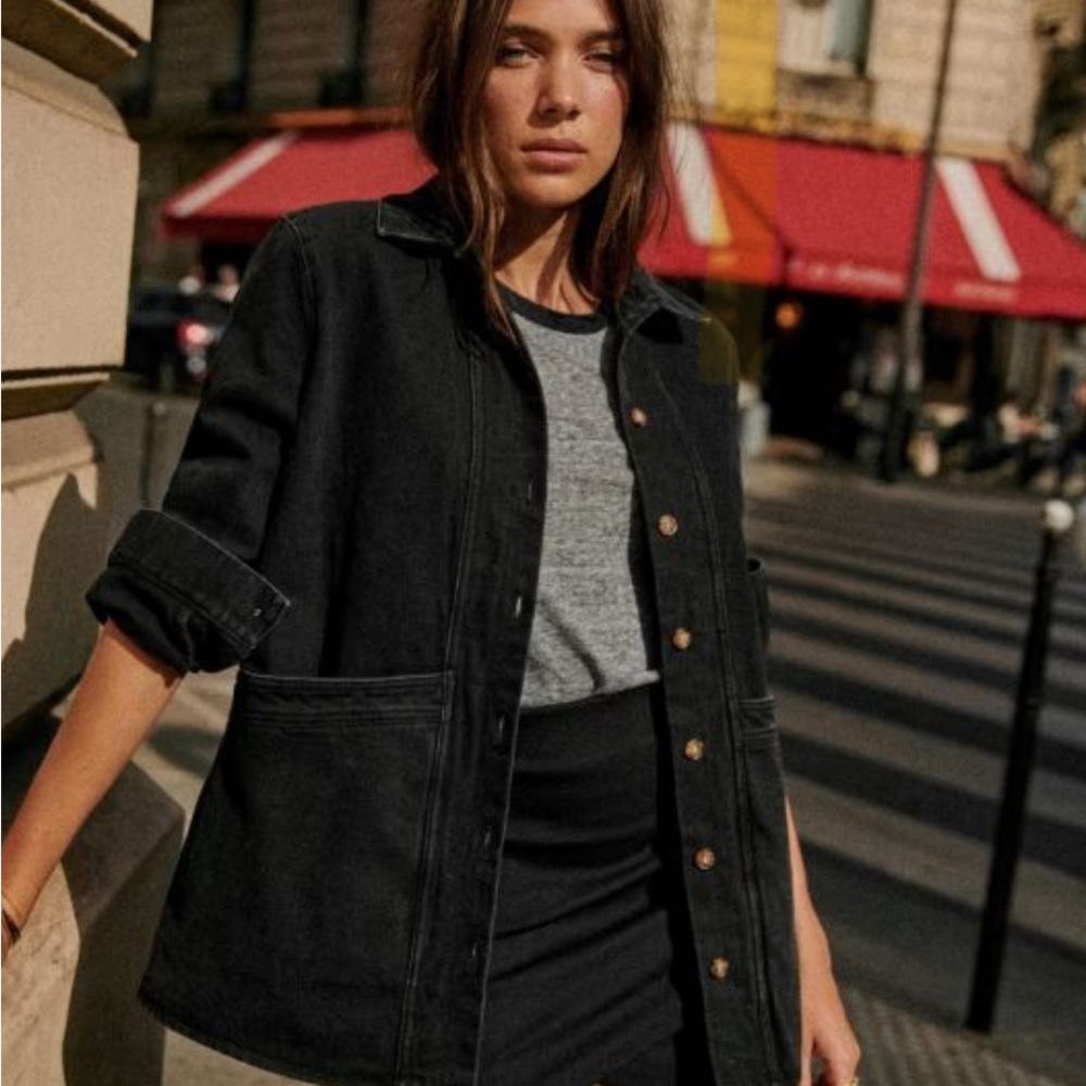 Sezane Charcoal Jean Jacket